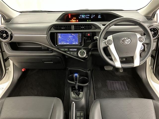 アクア Gブラックソフトレザーセレクション Wエアバッグ スマ-トキ- LED ナビTV イモビ Rカメラ クルーズコントロール AUTOエアコン ESC ETC キーレス PS メモリナビ ABS PW エアバック ワンセグ(5枚目)