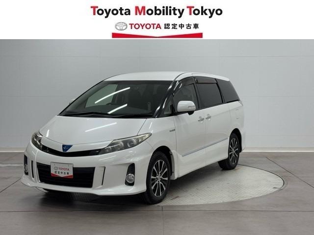 エスティマハイブリッド アエラス レザーパッケージ 後席モニター 両側電動スライドドア ドラレコ 3列シート スマートキー AC100V電源 エアバッグ オートクルーズコントロール 盗難防止装置 デュアルエアコン 黒革シート 1オーナー ETC 4WD(5枚目)