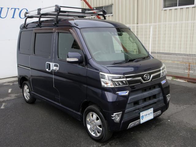 アトレーワゴン カスタムターボＲＳリミテッド　ＳＡＩＩＩ　後期　修復歴無し　ナビ　フルセグ　ＤＶＤ再生　Ｂｌｕｅｔｏｏｔｈ　ＥＴＣ　ドライブレコーダー　バックカメラ　パワースライドドア　ＬＥＤヘッドライト　ルーフキャリア　ＭＯＭＯステアリング　社外マフラー（11枚目）