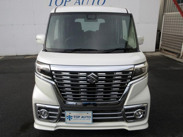 スペーシアカスタム ハイブリッドＸＳ　両側パワースライド　ハーフレザーシート　シートヒーター　衝突被害軽減ブレーキ　ＴＶ　ＤＶＤ再生　バックカメラ　ＥＴＣ　ＬＥＤヘッドライト　純正アルミホイール　レーンキープアシスト（3枚目）