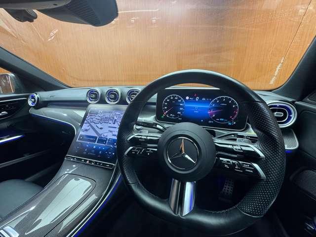 Cクラス C200アバンギャルド AMGライン パノラマSR レザーエクスクルーシブPKG ベーシックPKG リアアクスルステアリング 黒革 ACC HUD ARナビ TV 360°Bluetooth接続 シートヒーター アクティブパーキング(9枚目)