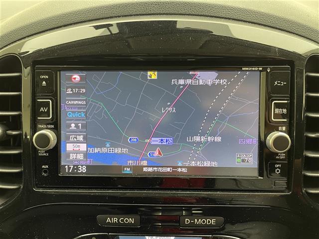 ジューク 15RX Vセレクション 純正SDナビ(CD/DVD/フルセグ/Bluetooth) バックカメラ 前方ドライブレコーダー 純正17インチアルミホイール HIDヘッドライト 衝突被害軽減ブレーキ オートライト(3枚目)