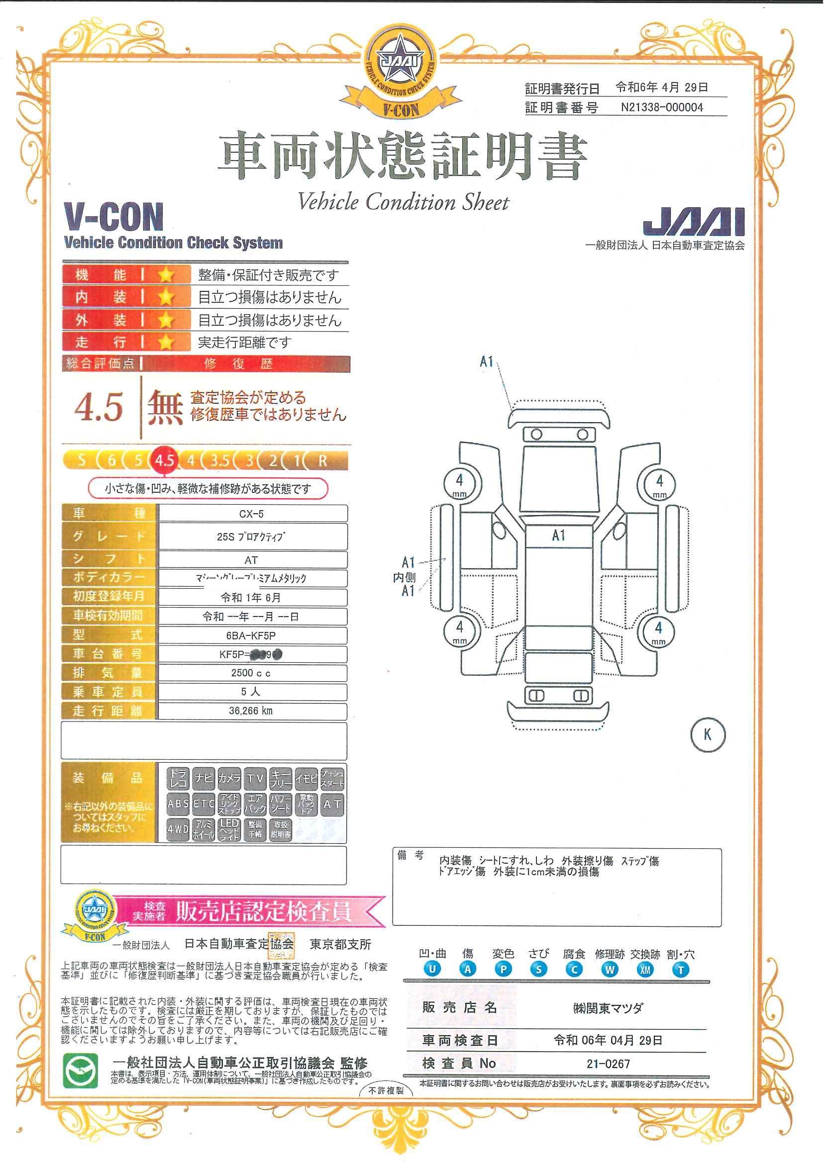 車両状態評価書