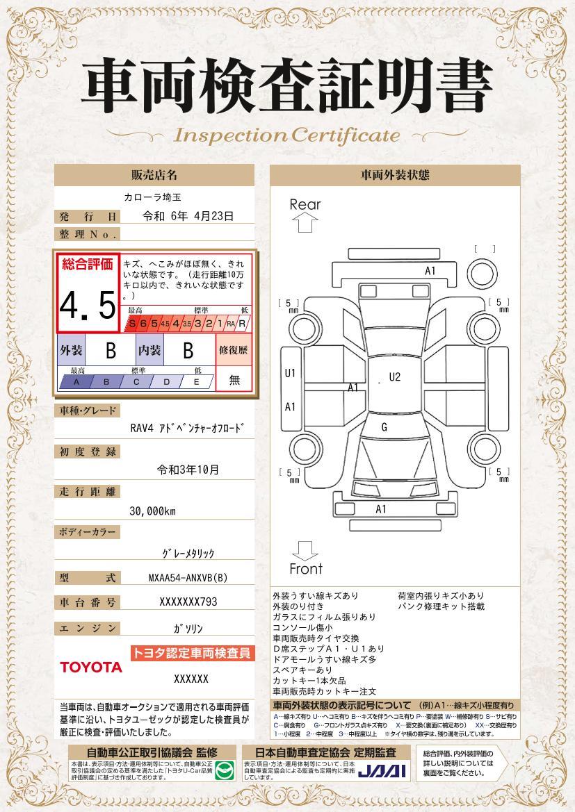 車両状態評価書