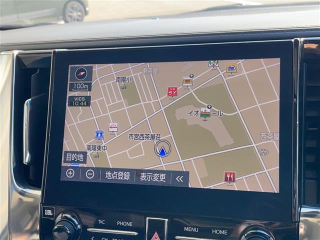 アルファード 2.5S Cパッケージ 純正10型ナビ フリップダウンモニター プレミアムサウンドJBL サンルーフ 三眼LEDヘッドライト 全方位カメラ 両側パワースライドドア シートヒーター エアシート 電動リアゲート BSM(3枚目)