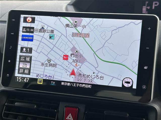 タント X 純正ナビ ブラインドスポットモニター 横滑り防止装置 盗難防止装置 衝突被害軽減システム アイドリングストップ コーナーセンサー パノラマモニター パワースライドドア 後席格納サンシェード(3枚目)