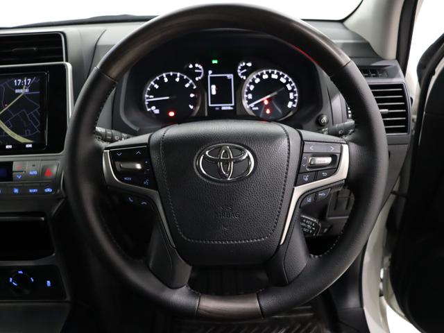 ランドクルーザープラド TX 【メッキ部マットブラック】【7人乗り】パールホワイト リフトアップ ウェッズアルミホイール ウッドコンビステアリング シフトノブ 新品シートカバー フロントカメラ 前後モデリスタ(50枚目)