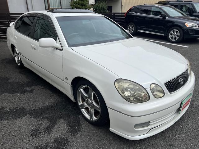 アリスト  純正ナビ サンルーフ 黒革シート ETC オートクルーズコントロール 車高調 純正サス有 純正アルミホイール 電動パワーシート キーレスキー(3枚目)