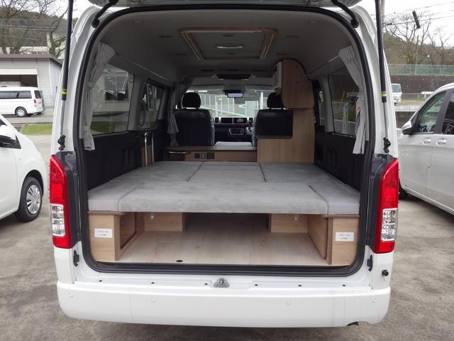 ハイエースワゴン キャンピングカー FOCS FIKA オーダー受付中 バンコン シンク コンロ シングルサブ べバストFFヒーター クールスター 強化バッテリーセット パノラミックビュー デジタルインナーミラー フリップダウンモニター LEDヘッドライト 専用コンソール(21枚目)