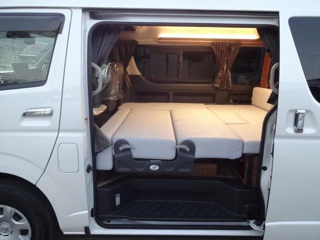 ハイエースワゴン キャンピングカー　ＦＯＣＳ　ＤＳ－Ｆ　バンコン　シンク　ＤＣ冷蔵庫　べバスト製ＦＦヒーター　シングルサブバッテリー　走行充電　外部充電　外部電源　内部電源　電子レンジ　走行時リアクーラー・リアヒーター　給排水タンク１０Ｌ　マックスファン（80枚目）