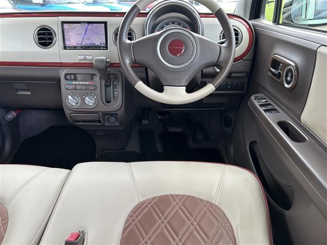 アルトラパンショコラ G 社外SDナビ Bカメラ ETC TV BT プッシュスタート アイドリングストップ ハーフレザー 純正フロアマット ドアバイザー 純正ホイール 社外ドラレコ オートライト(16枚目)