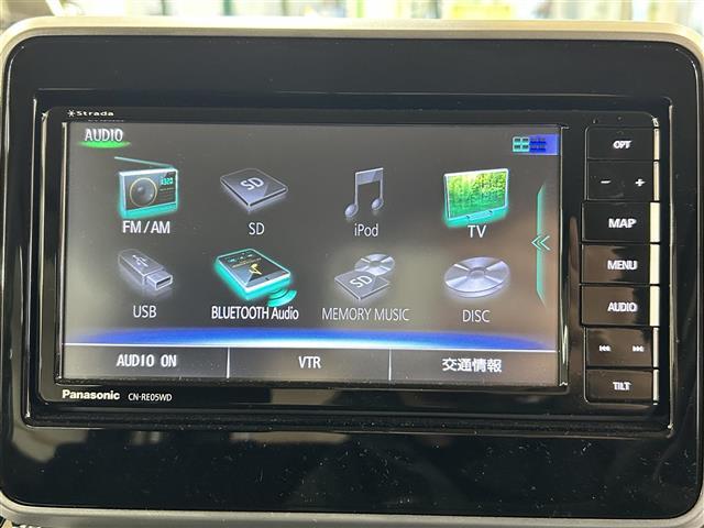 スペーシアカスタム ハイブリッドＧＳ　・ワンオーナー・４ＷＤ・社外ナビ／フルセグＴＶ／ＤＶＤ／ＣＤ／ＳＤ／ＢＴ・バックカメラ・左側パワースライドドア・衝突被害軽減ブレーキ・車線逸脱警報・パーキングセンサー・横滑り防止・アイドリングストップ（4枚目）