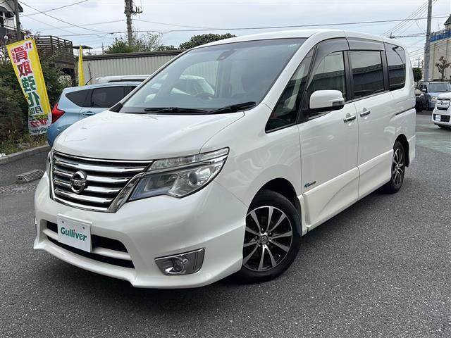 セレナ ハイウェイスター S-ハイブリッド エアロモード エマージェンシーブレーキ 社外ナビ CD DVD iPod フルセグTV バックカメラ 左側パワースライドドア クルーズコントロール HIDオートライト アイドリングストップ USBポート ETC(2枚目)