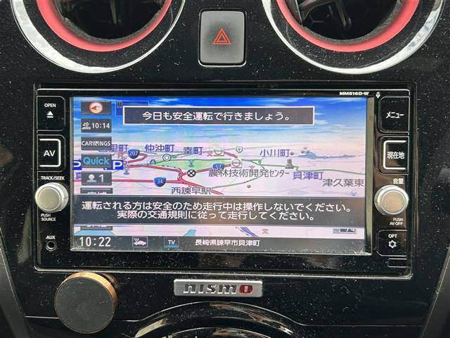 ノート ｅ－パワー　ニスモ　純正メモリナビ（ＣＤ／ＢＤ／ＢＴ／フルセグ）☆バックカメラ☆衝突軽減システム☆レーンアシスト☆オートライト☆ＥＴＣ☆スマートキー☆プッシュスタート☆電動格納ミラー☆純正１６インチＡＷ（2枚目）