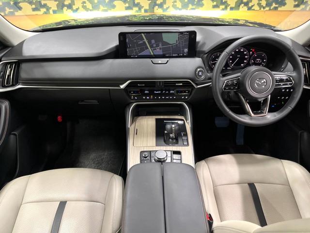 CX-80 XD Lパッケージ パノラマルーフ BOSEサウンド 12型ナビ 全周囲カメラ ルーフレール 6人乗り 後席ウォークスルー 禁煙車 白革シート シートヒーター パワーバックドア BSM 純正20アルミ LEDヘッド(2枚目)