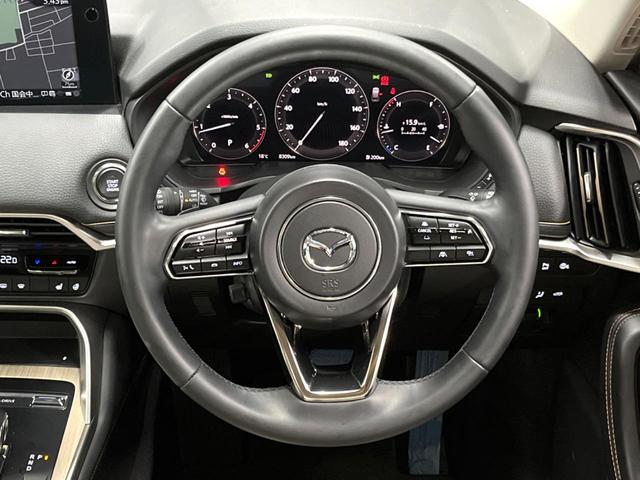 CX-80 XD Lパッケージ パノラマルーフ BOSEサウンド 12型ナビ 全周囲カメラ ルーフレール 6人乗り 後席ウォークスルー 禁煙車 白革シート シートヒーター パワーバックドア BSM 純正20アルミ LEDヘッド(49枚目)