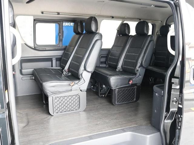 ハイエースワゴン GL アルパインBIG-Xナビ ETC シートカバー ルーフスピーカー オープンカントリー NC1・16インチAW フローリング リクライニング加工 ブラックエディション アルティメットLEDテールランプ(9枚目)