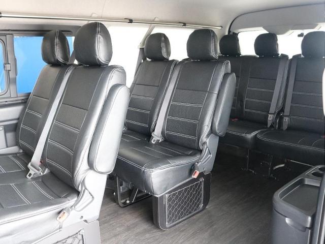 ハイエースワゴン GL アルパインBIG-Xナビ ETC シートカバー ルーフスピーカー オープンカントリー NC1・16インチAW フローリング リクライニング加工 ブラックエディション アルティメットLEDテールランプ(10枚目)