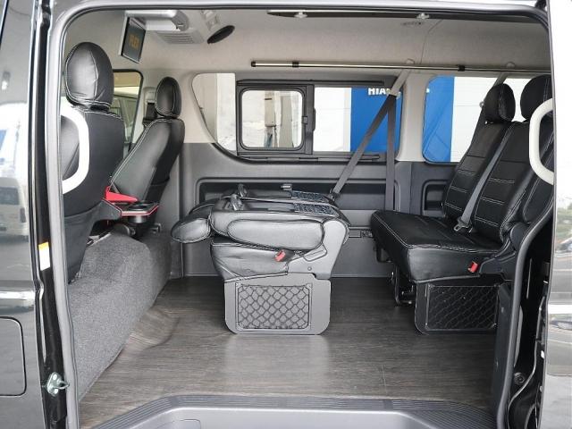 ハイエースワゴン GL アルパインBIG-Xナビ ETC シートカバー ルーフスピーカー オープンカントリー NC1・16インチAW フローリング リクライニング加工 ブラックエディション アルティメットLEDテールランプ(11枚目)