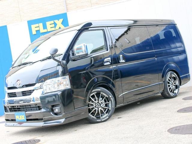 ハイエースワゴン GL ロング ファインテックツアラー オットマン付きキャプテンシート 両側パワースライドドア アルパインBIG-X11ナビ アルパイン12.8型フリップダウンモニター シートカバー キャンピングカー カスタム インテリアパネル ローダウン(3枚目)