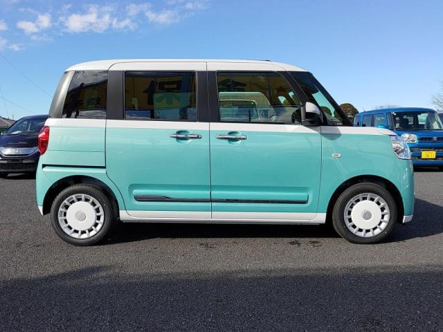 ムーヴキャンバス ストライプスＧターボ　届出済未使用車　ＬＥＤライト両Ａドア衝突軽減ＢコーナＳキーフ（11枚目）