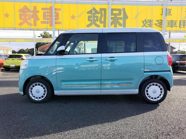 ムーヴキャンバス ストライプスＧターボ　届出済未使用車　ＬＥＤライト両Ａドア衝突軽減ＢコーナＳキーフ（12枚目）