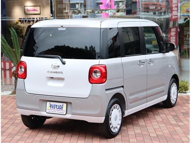 ムーヴキャンバス ストライプスG t届出済み未使用車 バックカメラ付 衝突軽減ブレーキ LEDライト 両側電動スライドドア スマートキー I-STOP 電動パーキングブレーキ コーナーセンサー オートエアコン シートヒーター(6枚目)