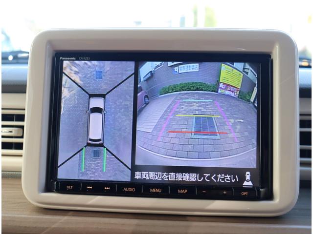 アルトラパン S 純正8インチナビ 全方位カメラ 前後ドラレコ HID スマートキー 衝突軽減ブレーキ ベンチシート 電動格納ミラー ホワイトルーフ ドアバイザー I-STOP ステアリモコン フルセグ DVD再生(9枚目)