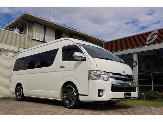 ハイエースコミューター スーパーロングGLターボ 10人乗り 3ナンバー乗用登録 普通免許可 ワンオーナー車 ツインモニター 黒レザー調シートカバー デジタルインナーミラー BARBERO16AW 玄武ローダウン VALENTIジュエルLEDテール(54枚目)