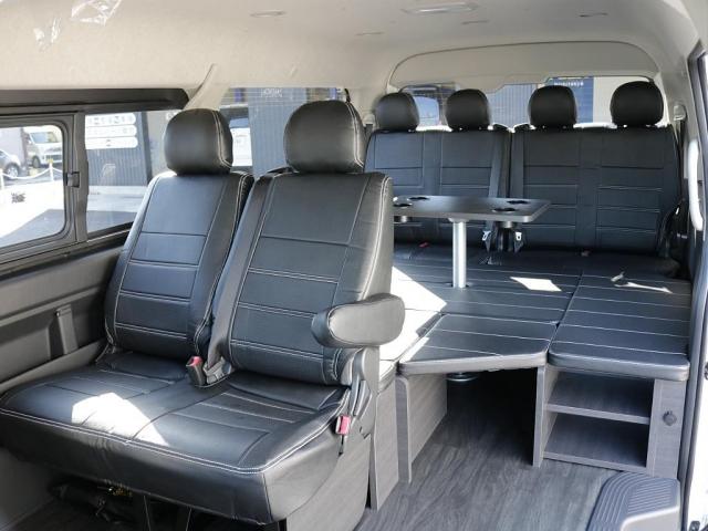 ハイエースワゴン GL ロング リラクシングシートアレンジ施工オリジナルフロントスポイラーオーバーフェンダーオリジナルLEDテールオリジナル17インチアルミ1.5インチローダウンパイオニアSDナビパイオニアフリップダウンモニター装備(2枚目)