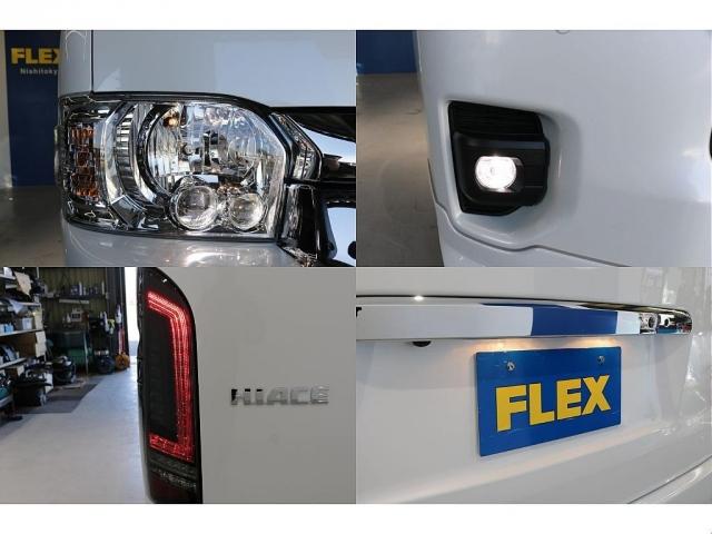 ハイエースワゴン GL ロング リラクシングシートアレンジ施工オリジナルフロントスポイラーオーバーフェンダーオリジナルLEDテールオリジナル17インチアルミ1.5インチローダウンパイオニアSDナビパイオニアフリップダウンモニター装備(12枚目)