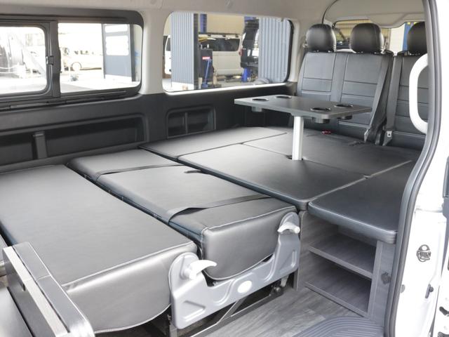 ハイエースワゴン GL ロング ネクロスシートアレンジ施工オリジナルフロントスポイラーオリジナルオーバーフェンダーオリジナルLEDテールオリジナル17インチアルミ1.5インチローダウンアルパインBIG-X11インチナビフリップダウン(31枚目)