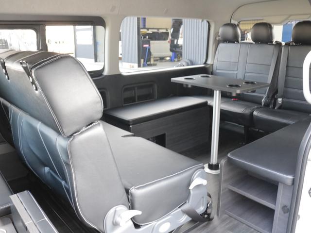 ハイエースワゴン GL ロング ネクロスシートアレンジ施工オリジナルフロントスポイラーオリジナルオーバーフェンダーオリジナルLEDテールオリジナル17インチアルミ1.5インチローダウンアルパインBIG-X11インチナビフリップダウン(34枚目)