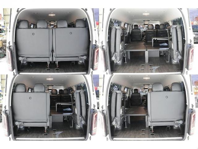 ハイエースワゴン 　Ｖｅｒ１シートアレンジ施工オリジナルフロントスポイラーオリジナルオーバーフェンダーオリジナル１７インチアルミオリジナルＬＥＤテールアルパインＢＩＧ－Ｘ１１インチナビアルパインフリップダウンモニター装備（20枚目）