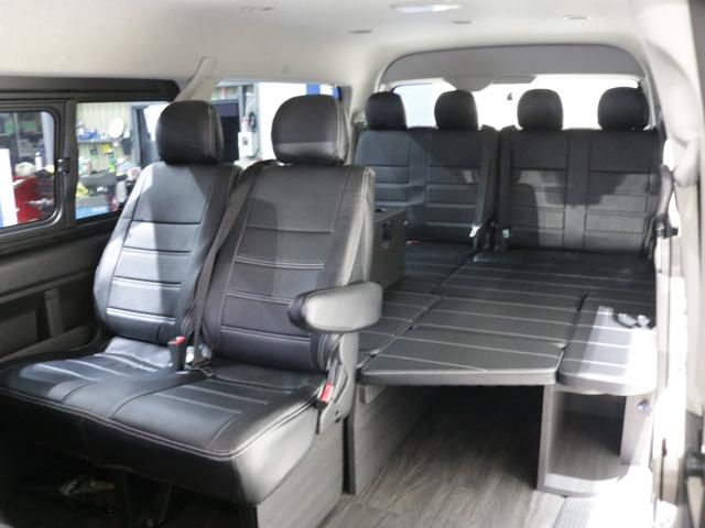 ハイエースワゴン 　Ｖｅｒ１シートアレンジ施工オリジナルフロントスポイラーオリジナルオーバーフェンダーオリジナル１７インチアルミオリジナルＬＥＤテールアルパインＢＩＧ－Ｘ１１インチナビアルパインフリップダウンモニター装備（25枚目）