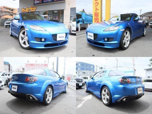 ＲＸ－８ タイプＳ　車高調　社外マフラー　セミバケットシート　タワーバー　純正ＤＶＤナビ　純正１８インチ　ＨＩＤライト　ＥＴＣ　本革シート　登録時走行３４９８１ｋｍ　６速マニュアル　ＷＳＲＳ　ＡＢＳ（2枚目）