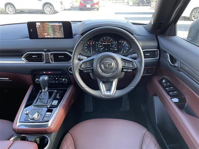 ＣＸ－８ ２５Ｔ　エクスクルーシブモード　１オーナー禁煙車　茶革シート　エアシート＆シートヒーター　ＢＯＳＥサウンド　純正ナビＴＶ　３６０度カメラ　前後ドラレコ　パワーバックドア　クリアランスソナー　純正１９インチＡＷ　ＬＥＤヘッドライト（4枚目）