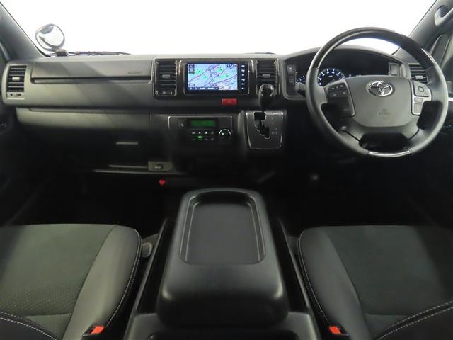 ハイエースバン スーパーGL ダークプライムII ワンオーナー 衝突被害軽減ブレーキ ペダル踏み間違え急発進抑制装置 車線逸脱警報 先進ライト Tコネクトナビ パノラミックビューモニター DVD再生 フルセグテレビ 後席モニター ドライブレコーダー(3枚目)