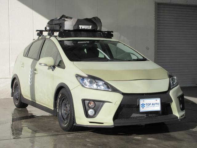 プリウス S 社外8インチナビ フルセグ ドラレコ バックカメラ ETC 音楽録音 ディスク再生 Bluetoothオーディオ 車高調ローダウン シートカバー デジタルインナーミラー ルーフラック 社外ホイール(6枚目)