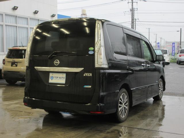 セレナ ハイウェイスター　Ｖセレクション＋セーフティ　ＳＨＶ　後期型　衝突軽減　両側電動ドア　メモナビ　フルセグ　後席モニター　Ｂｌｕｅｔｏｏｔｈオーディオ　バックカメラ　ＥＴＣ　クルコン　音楽録音　ディスク再生　１６インチアルミ　ＬＥＤライト　タイミングチェーン（4枚目）