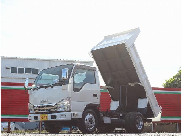 エルフトラック 強化フルフラットローダンプ 3t フルフラットロー 強化ダンプ 6MT 3方開 中間ピン2本 荷台寸305/160/37 新明和DR2-0110SY メッキパーツ ETC 保証書&取説 EG型式4JJ1(110kw)150PS(67枚目)