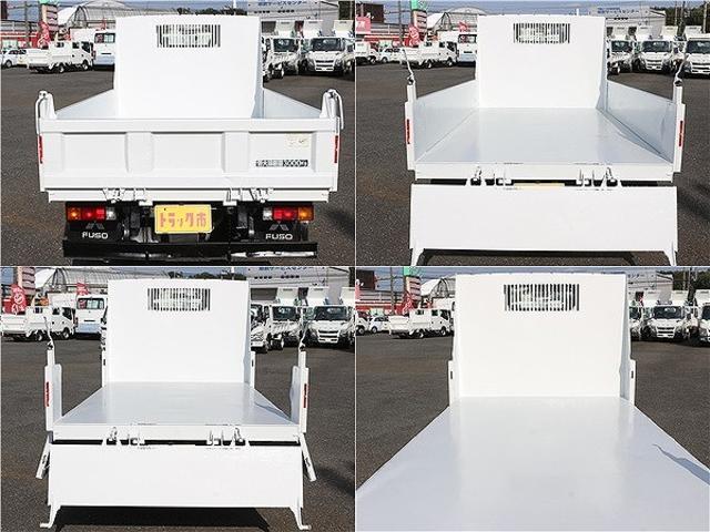 キャンター ダンプ 全低床強化ダンプ三方開 3トン積 5速MT3ペダル キーレス 中間ピン2個 電格ミラー フォグランプ バイザーマット 極東製荷台DD02-31 荷台寸法305-160-38 3t積 F5(7枚目)