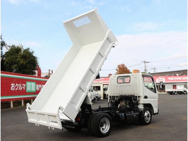 キャンター ダンプ 全低床強化ダンプ三方開 3トン積 5速MT3ペダル キーレス 中間ピン2個 電格ミラー フォグランプ バイザーマット 極東製荷台DD02-31 荷台寸法305-160-38 3t積 F5(23枚目)