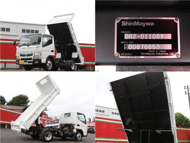 キャンター 全低床ダンプ　２ｔ　全低床強化ダンプ　５ＭＴ　衝突軽減ブレーキ付き！　車線逸脱警報装置　トラクションコントロール　新明和製ＤＲ２－０１１０ＳＹ　３方開　中間ピン　キーレス＆スペアキー　左電動格納ミラー　ＥＴＣ（8枚目）