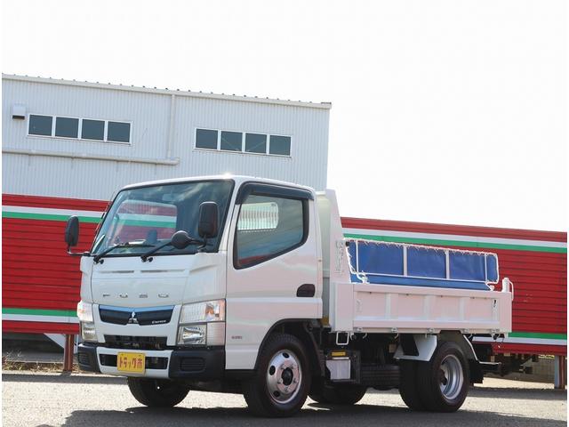 キャンター 全低床ダンプ　３ｔ　全低床強化ダンプ　５ＭＴ　車線逸脱警報装置　キーレス　ＥＴＣ　極東開発ＤＤ０２－３１　荷台寸３０４／１６０／３８　１０尺　３方開　中間ピン２本　コボレーン　ＳＴタイヤ　車両総重量６０１５キロ（8枚目）