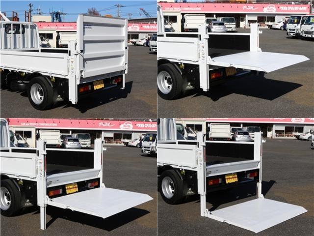 キャンター 　垂直パワーゲート　平ボディ三方開　２．９５トン積　集中ドアロック　レザー調シートカバー　荷台鉄板張り　電格ミラー　　コーナーライト　ドラレコ　荷台寸法３０７－１６０－３２　リフト寸法１１３－１５８（8枚目）
