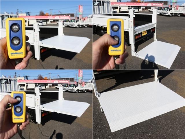 キャンター 　垂直パワーゲート　平ボディ三方開　２．９５トン積　集中ドアロック　レザー調シートカバー　荷台鉄板張り　電格ミラー　　コーナーライト　ドラレコ　荷台寸法３０７－１６０－３２　リフト寸法１１３－１５８（9枚目）