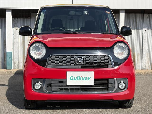 N-ONE プレミアム・Lパッケージ ワンオーナー 赤x黒ツートン色 社外ナビ スマートキー プッシュスタート HIDヘッドライト フォグライト ドライブレコーダー前後 革巻きステアリング ETC オートライト 電格ミラー ターンミラー(4枚目)