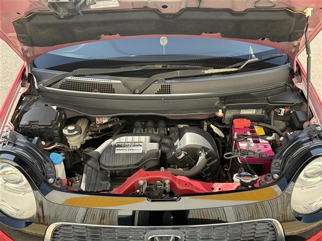 N-ONE プレミアム・Lパッケージ ワンオーナー 赤x黒ツートン色 社外ナビ スマートキー プッシュスタート HIDヘッドライト フォグライト ドライブレコーダー前後 革巻きステアリング ETC オートライト 電格ミラー ターンミラー(18枚目)