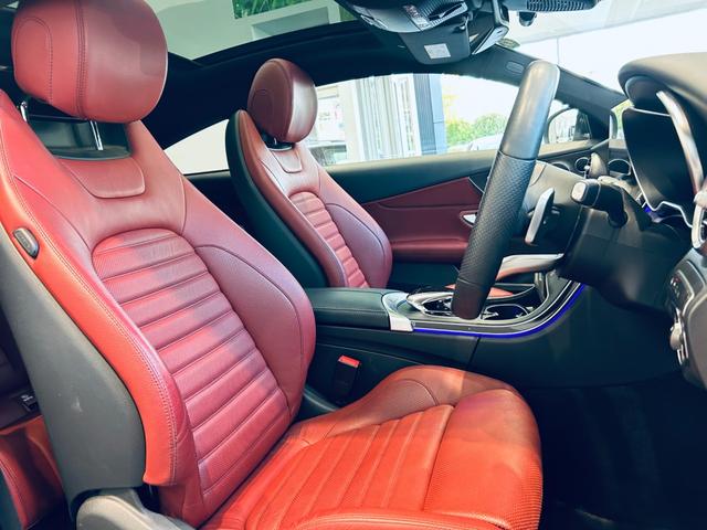 Cクラス C180クーペスポーツレザーエクスクルシブパッケージ レーダーセーフティ パノラマSR HUD ACC 純正ナビ TV バックカメラ applecarplay 純正19インチAW LEDヘッドライト BSM 赤革 メモリ付きパワーシート シートヒーター(36枚目)